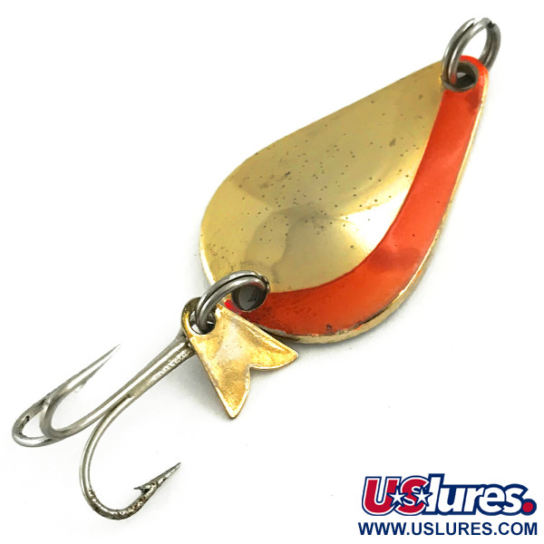 Vintage Acme K.O. Wobbler, 1/4oz Orange / Gold fishing spoon #5638