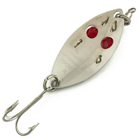 Vintage Hofschneider Red Eye junior, 1/3oz Nickel / purple / Red Eyes fishing spoon #5641