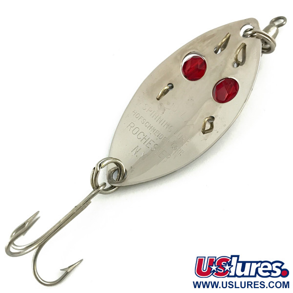 Vintage  Hofschneider Red Eye junior, 1/3oz Nickel / purple / Red Eyes fishing spoon #5641