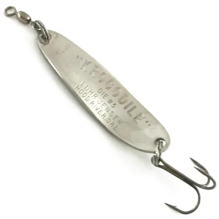 Vintage Luhr Jensen Krocodile Die #3, 1/3oz Nickel / Golden Hologram fishing spoon #5643