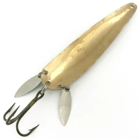 Vintage Marathon (with sonic blades), 3/5oz Gold / Green UV Glow in UV light, Fluorescent fishing spoon #5668