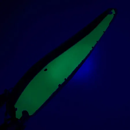 Vintage Marathon (with sonic blades), 3/5oz Gold / Green UV Glow in UV light, Fluorescent fishing spoon #5668