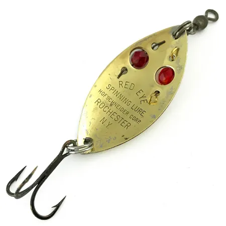 Vintage Hofschneider RED EYE, 1/4oz Gold fishing spoon #5669