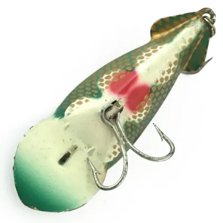 Vintage Buck Perry Spoonplug, 1/4oz Green / White / Gold / Red fishing spoon #5670