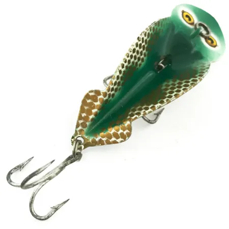Vintage Buck Perry Spoonplug, 1/4oz Green / White / Gold / Red fishing spoon #5670