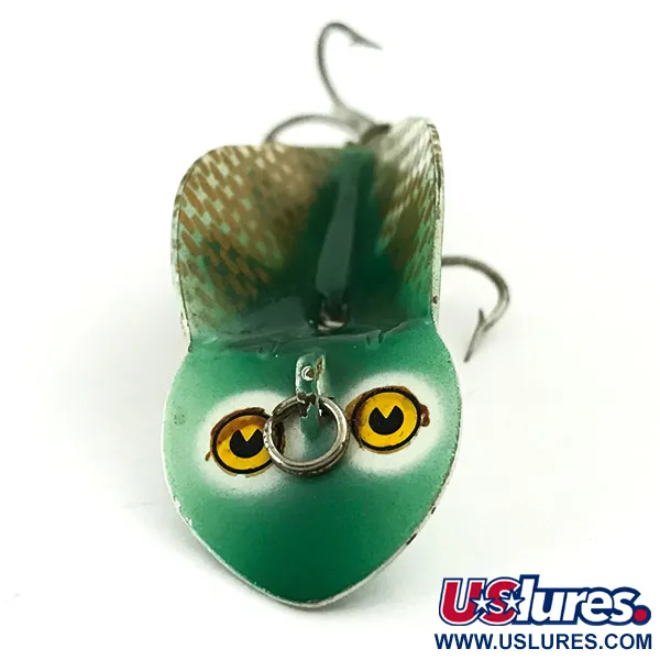 Vintage Buck Perry Spoonplug, 1/4oz Green / White / Gold / Red fishing spoon #5670