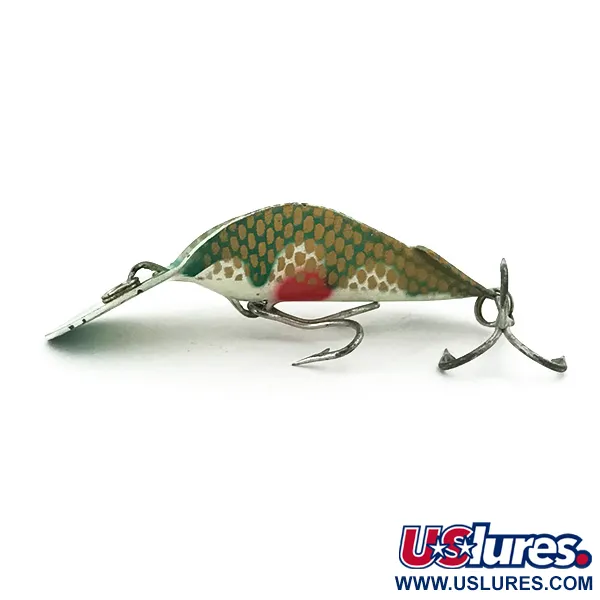 Vintage Buck Perry Spoonplug, 1/4oz Green / White / Gold / Red fishing spoon #5670