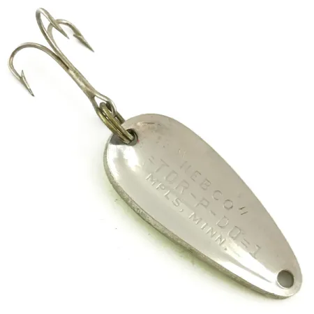 Vintage Nebco Tor-P-Do 1 UV, 1/3oz Yellow / Red / Nickel fishing spoon #5676