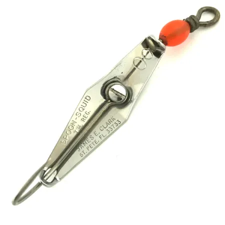 Vintage James E. Clark  Clark Spoon, 3/16oz Nickel / Red fishing spoon #5685