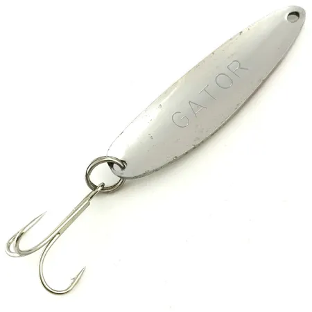 Vintage Gator, 3/5oz Nickel / Pink Hologram with Blue Tint fishing spoon #5688