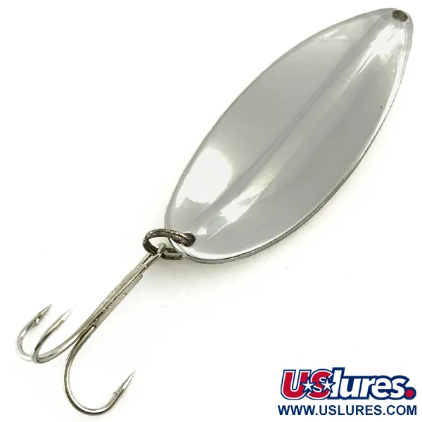 Vintage  TODDCO Main liner Glow UV, 3/4oz White / Yellow / Nickel fishing spoon #5698