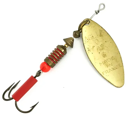 Vintage Mepps Aglia Long 2, 1/4oz Gold spinning lure #5703
