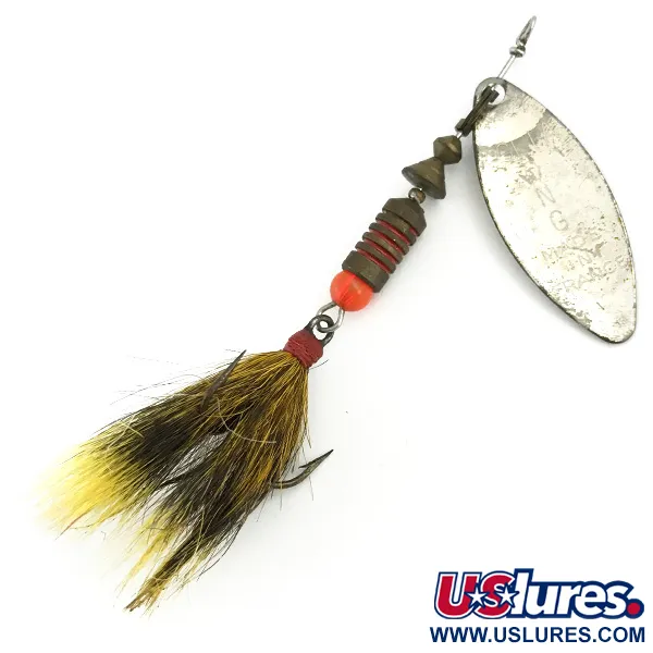 Vintage   Mepps Aglia Long 2 Dressed (squirrel tail), 1/4oz Silver spinning lure #5704