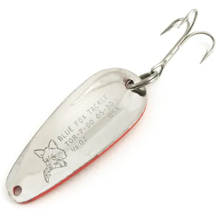 Vintage Blue Fox Tor-P-Do UV, 1/2oz Fluorescent Pink / Black / Nickel fishing spoon #5707