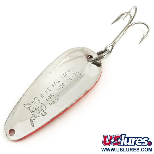 Vintage   Blue Fox Tor-P-Do UV, 1/2oz Fluorescent Pink / Black / Nickel fishing spoon #5707