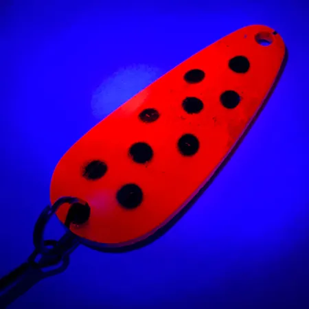 Vintage Blue Fox Tor-P-Do UV, 1/2oz Fluorescent Pink / Black / Nickel fishing spoon #5707