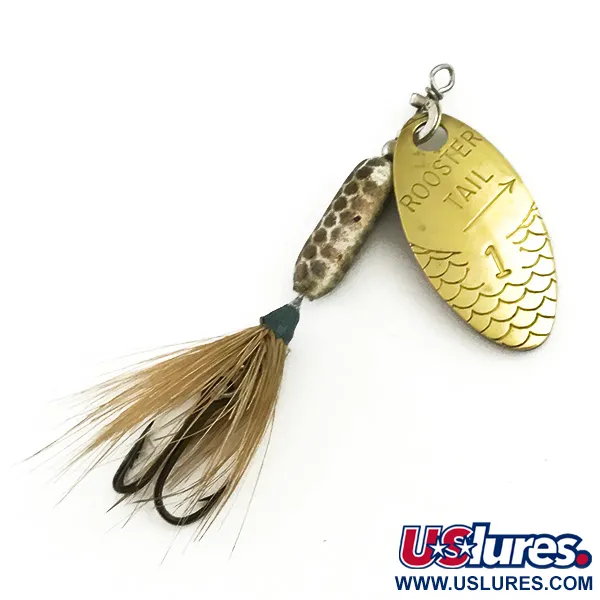 Vintage  Yakima Bait Worden’s Original Rooster Tail 1, 3/32oz Gold spinning lure #5722