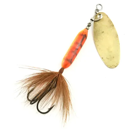 Vintage Yakima Bait Worden’s Original Rooster Tail 4, 1/4oz Gold / Orange spinning lure #5723