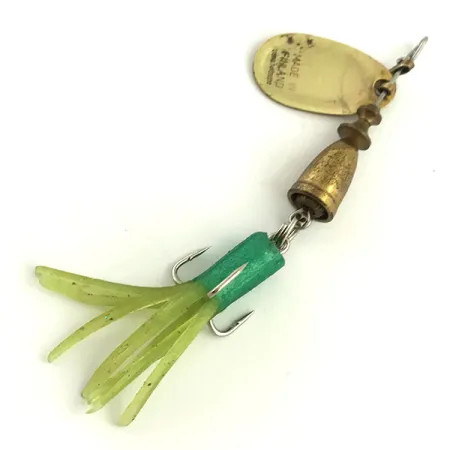Vintage Blue Fox Super Vibrax 1, 1/8oz Gold spinning lure #5725