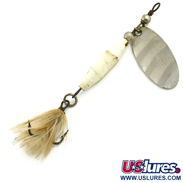 Vintage   Glen Evans Shyster, 1/4oz Nickel / White spinning lure #5737