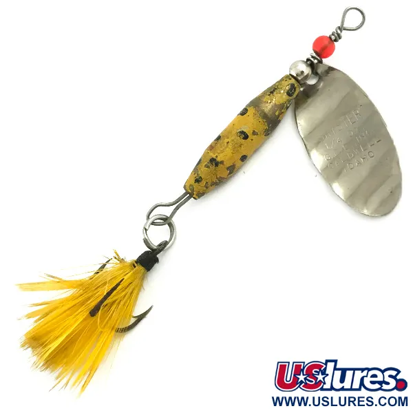 Vintage   Glen Evans Shyster, 1/4oz Nickel / Yellow spinning lure #5738