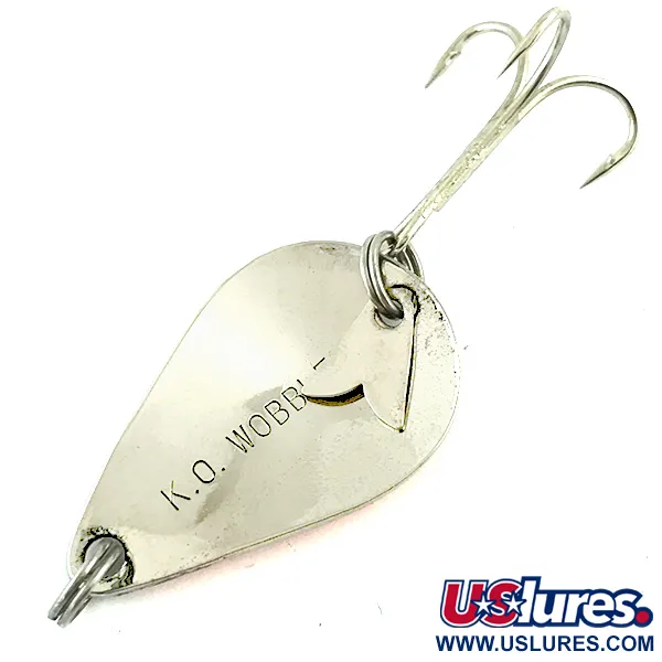 Vintage Acme K.O. Wobbler UV, 1/4oz Nickel / Orange fishing spoon #5759