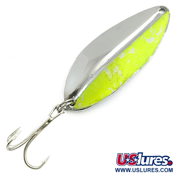 Vintage   Main liner UV, 2/5oz Nickel / Fluorescent Green fishing spoon #5776