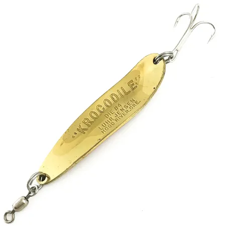 Vintage Luhr Jensen Krocodile Die #4, 1/2oz Gold / Red fishing spoon #5779