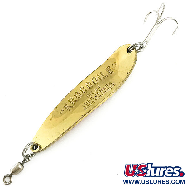 Vintage  Luhr Jensen Krocodile Die #4, 1/2oz Gold / Red fishing spoon #5779