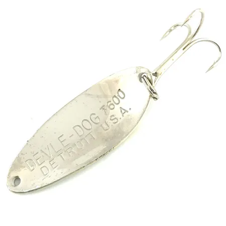 Vintage Eppinger Dardevle Devle Dog 7600, 1/3oz Gray / Nickel fishing spoon #5782
