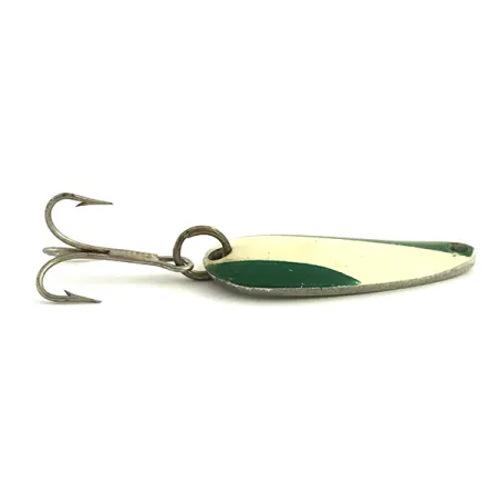 Vintage Nebco Tor-P-Do 1, 1/4oz Green / White / Nickel fishing spoon #5784