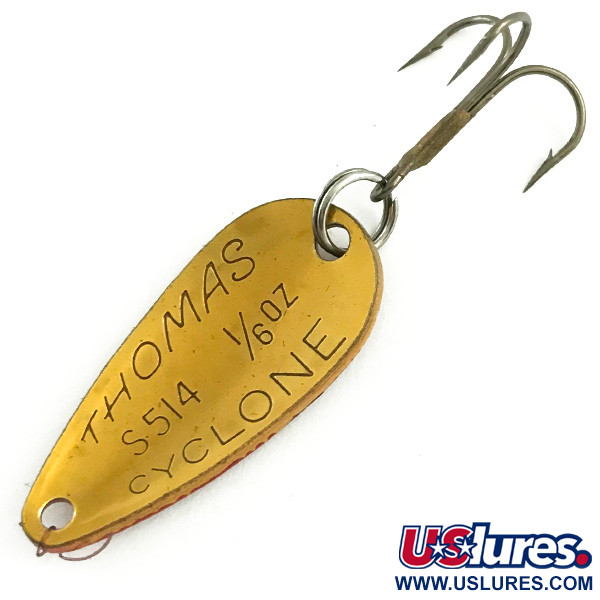 Vintage   Thomas Cyclone, 1/8oz Rainbow Red Trout / Gold fishing spoon #5819