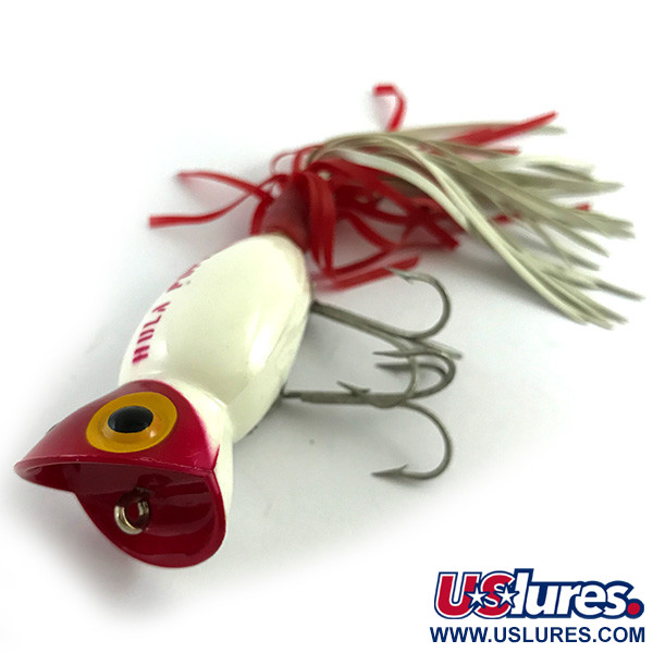 Vintage   Fred Arbogast Hula Popper, 1/2oz Red / White fishing lure #5859