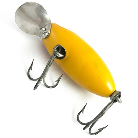 Vintage Fred Arbogast Spin Hula Dancer, 1/4oz Yellow fishing lure #5864