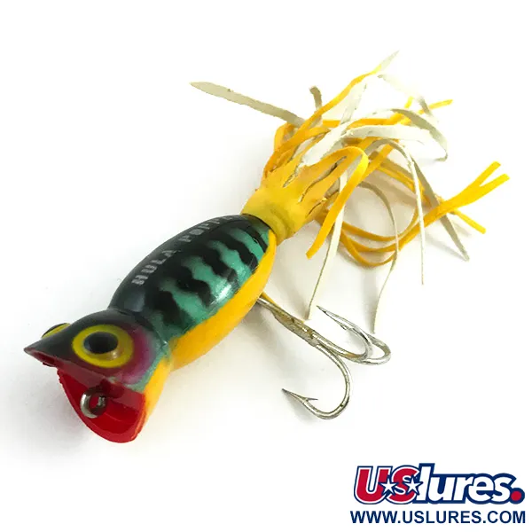 Vintage   Fred Arbogast Hula Popper, 3/32oz Fire Tiger fishing lure #5867