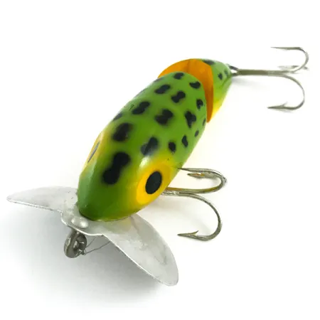 Vintage Fred Arbogast Jitterbug Jointed, 1/3oz Frog fishing lure #5868