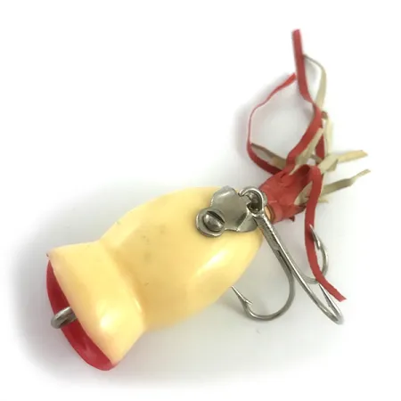 Vintage Fred Arbogast Hula Popper, 1/4oz Red / White fishing lure #5878