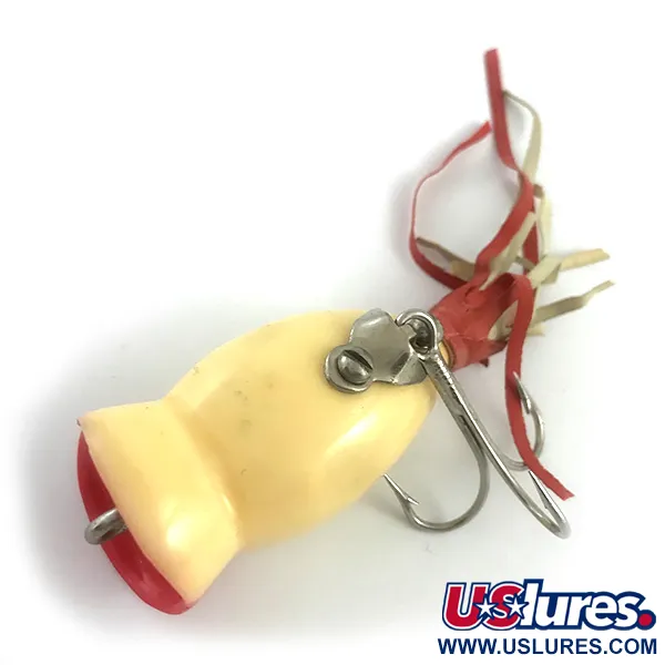 Vintage  Fred Arbogast Hula Popper, 1/4oz Red / White fishing lure #5878