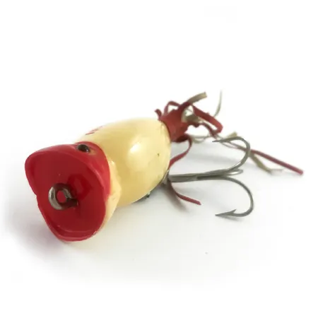 Vintage Fred Arbogast Hula Popper, 1/4oz Red / White fishing lure #5878