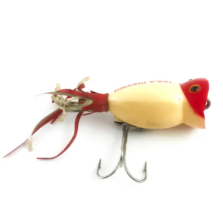 Vintage Fred Arbogast Hula Popper, 1/4oz Red / White fishing lure #5878