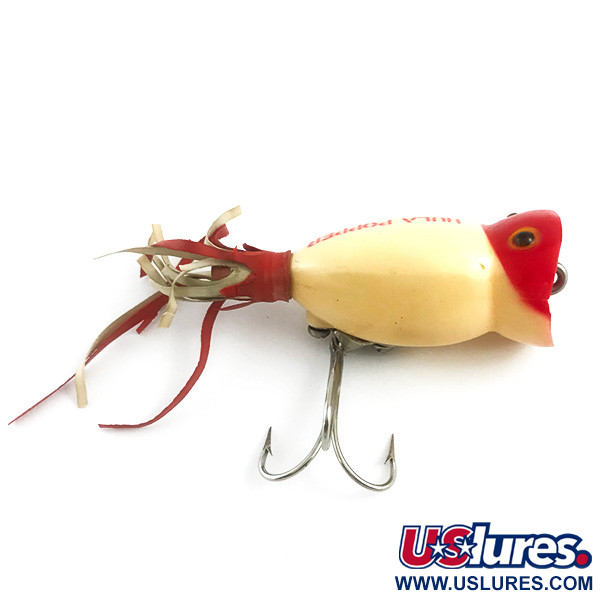 Vintage  Fred Arbogast Hula Popper, 1/4oz Red / White fishing lure #5878