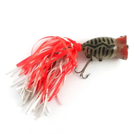 Vintage Herter's Indian Dancer Popper, 1/3oz Red / Black / Gray fishing lure #5879