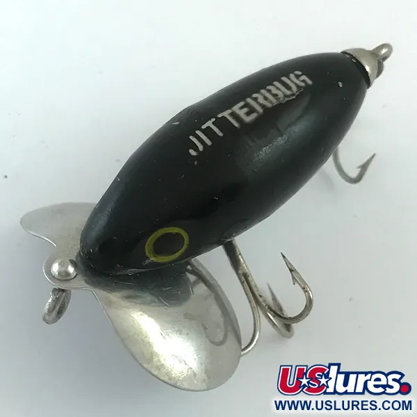 Vintage   Fred Arbogast Jitterbug , 1/4oz Black fishing lure #5880