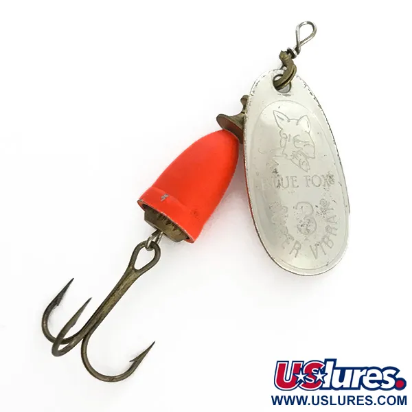 Vintage Blue Fox Super Vibrax 3 UV, 1/4oz Silver spinning lure #5913