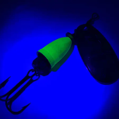 Vintage Blue Fox Super Vibrax 3 UV, 1/4oz Silver / Green spinning lure #5927