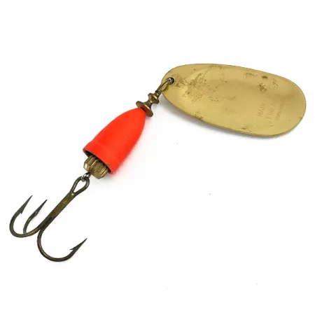 Vintage Blue Fox Super Vibrax 5 UV, 1/2oz Gold / Orange UV Glow in UV light, Fluorescent spinning lure #5931