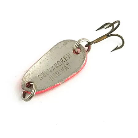 Vintage Sølvkroken Spesial Classic UV, 1/8oz Red UV / Silver fishing spoon #6264