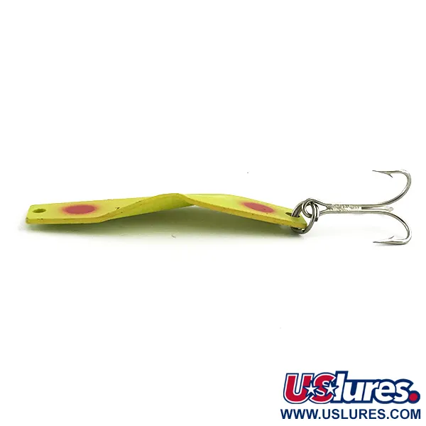 Vintage  Z-RAY Lures Z-Ray Model 125, 2/5oz Yellow / Red Glow fishing spoon #5939