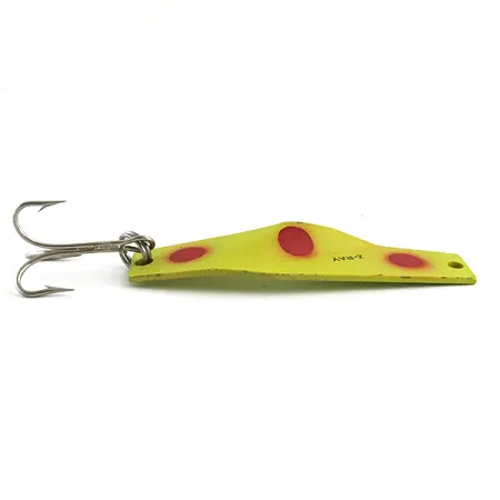 Vintage Z-RAY Lures Z-Ray Model 125, 2/5oz Yellow / Red Glow fishing spoon #5939