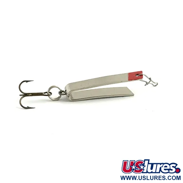 Vintage Luhr Jensen Super-Duper 502, 3/32oz Nickel / Red fishing spoon #5953